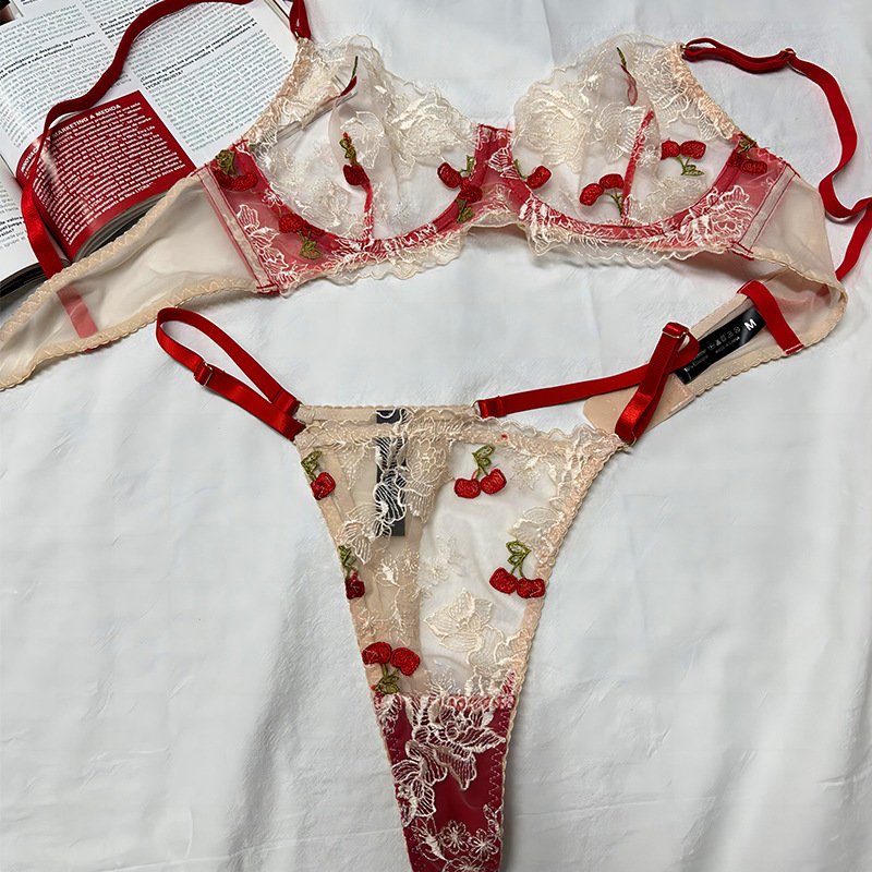 Girls Summer Underwear Tropical Fruit Pineapple Cherry Bra Delicate Embroidery Women's Set Lingerie Panty - Image 11