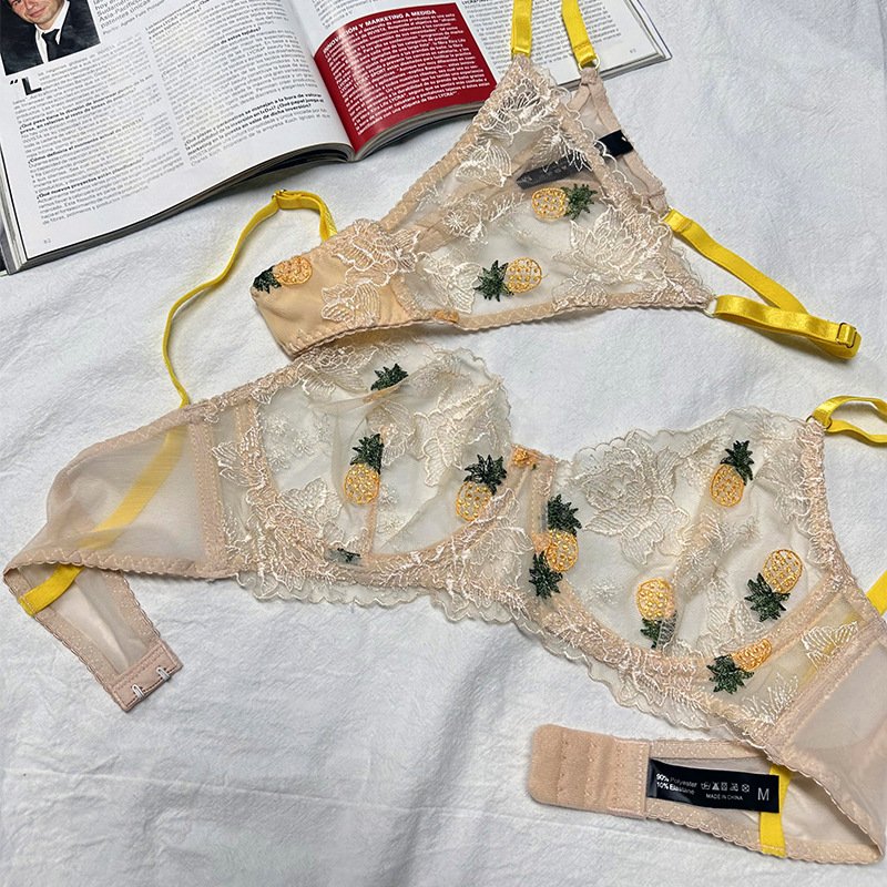 Girls Summer Underwear Tropical Fruit Pineapple Cherry Bra Delicate Embroidery Women's Set Lingerie Panty - Image 12