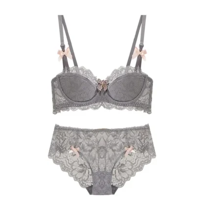European French Pure Desire Bralette AB Cup Lace Bra Set Small Bust Push Up Wireless Comfort Or Chubby Girl Bow Design Plus Size