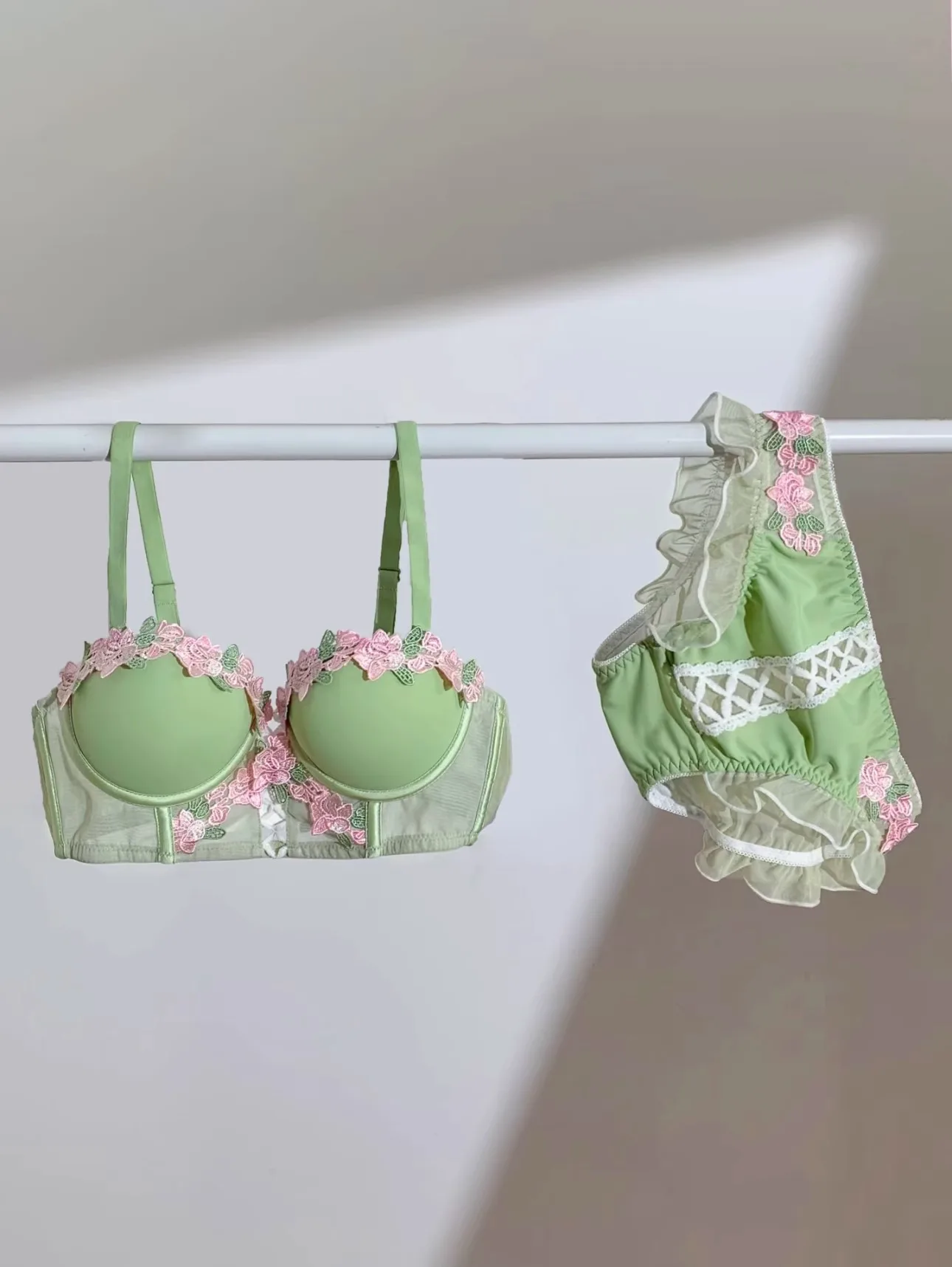 YUQI Japanese Kawaii Bralette Set for Small Bust, Summer Wireless Lingerie Ultra-Thin Pure & Sensual Snug Fit Bra No Steel Rings - Image 14