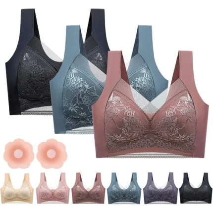 L-6L Women Large Bra Push Up Ice Silk Seamless Upper Bralette Lace Wireless Summer Bras Plus Size Top Lingerie Underwear