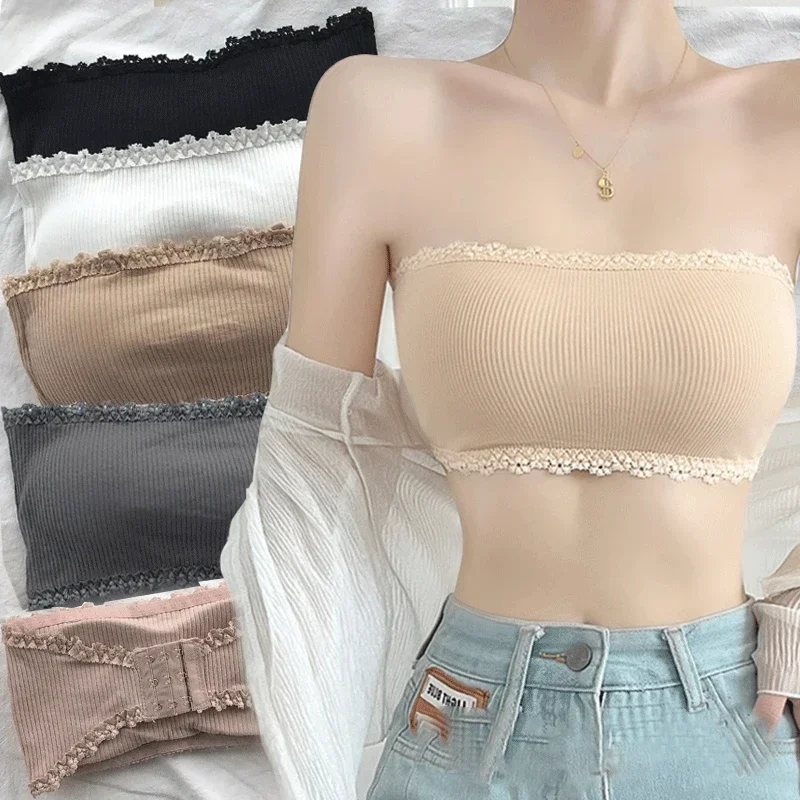 Summer Strapless Women Bras Back Lace Sexy Chest Tops Seamless Breathable Underwear Brassiere Solid Invisible Chest Wraps Bra - Image 14