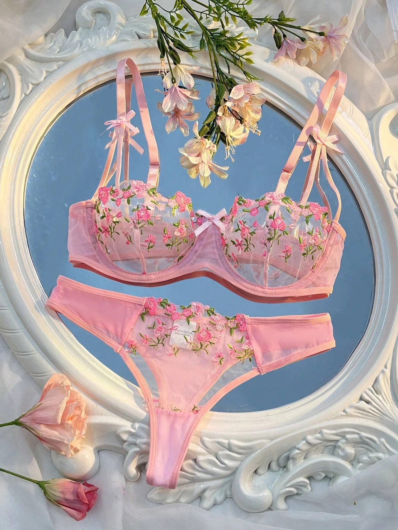 Lace Bra And Panty Set Underwear Sets Woman Fairy Embroidery Fancy Luxury Lingerie - Image 16