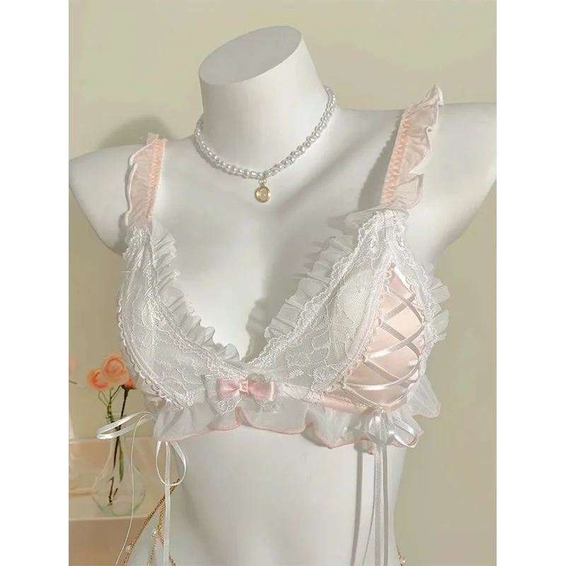 Japanese lace triangle cup sweet bra set thin no underwire underwear woman - Image 3