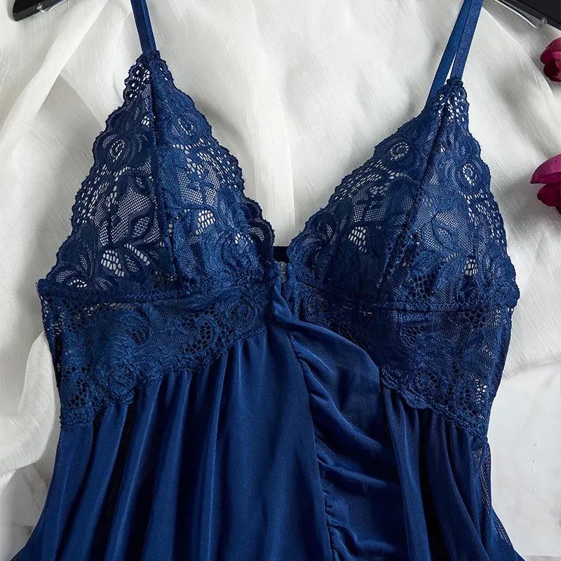 Tulle Suspenders Exquisite Women's Lencerias Lace V-Neck Underwear Semi-transparent Thong Dress Set Females Lingerie Nightgowns - Image 14