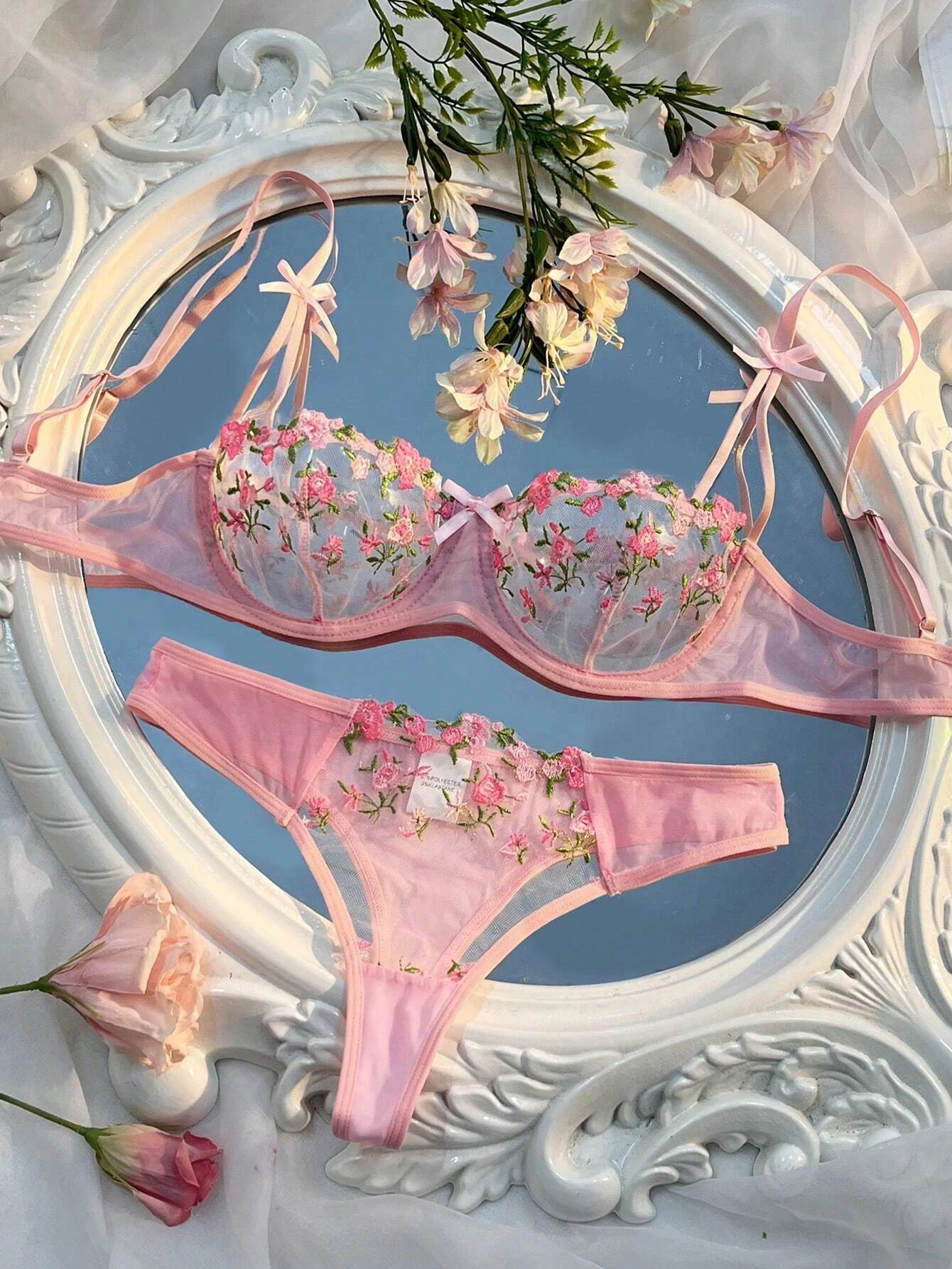 Lace Bra And Panty Set Underwear Sets Woman Fairy Embroidery Fancy Luxury Lingerie - Image 14