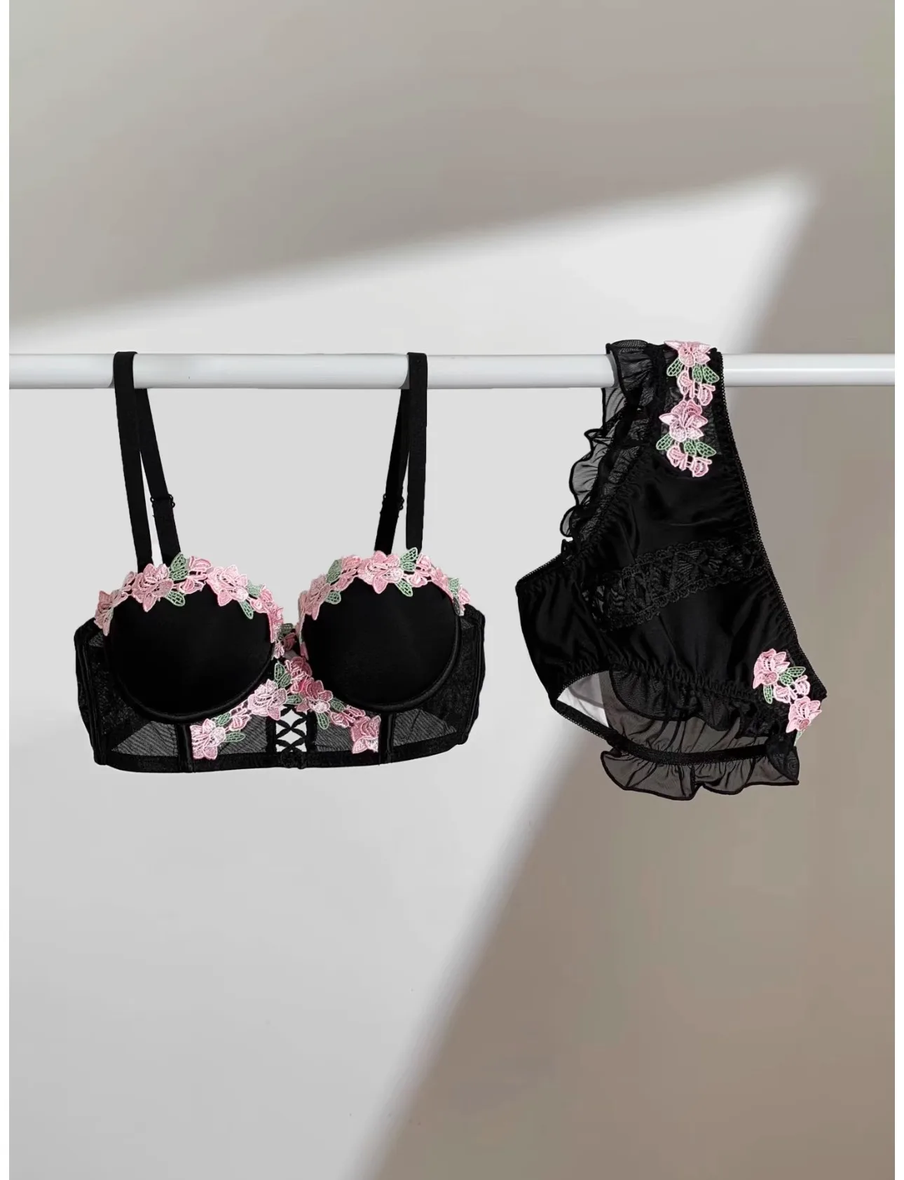 YUQI Japanese Kawaii Bralette Set for Small Bust, Summer Wireless Lingerie Ultra-Thin Pure & Sensual Snug Fit Bra No Steel Rings - Image 13