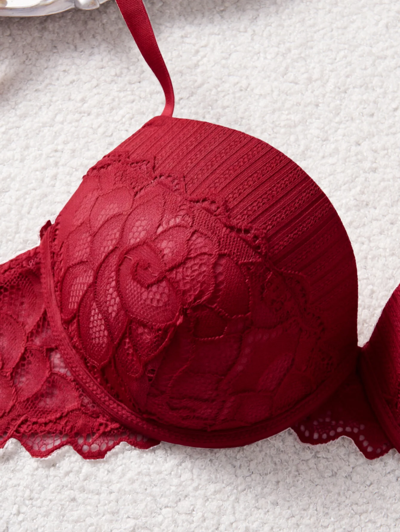 3Pcs-5Pcs Women's Bra with Patterned Engraved Cups, Sexy Lace Minimizer Bra, Underwire Push-Up Fashionable Women's Intimate Underwear - Image 9