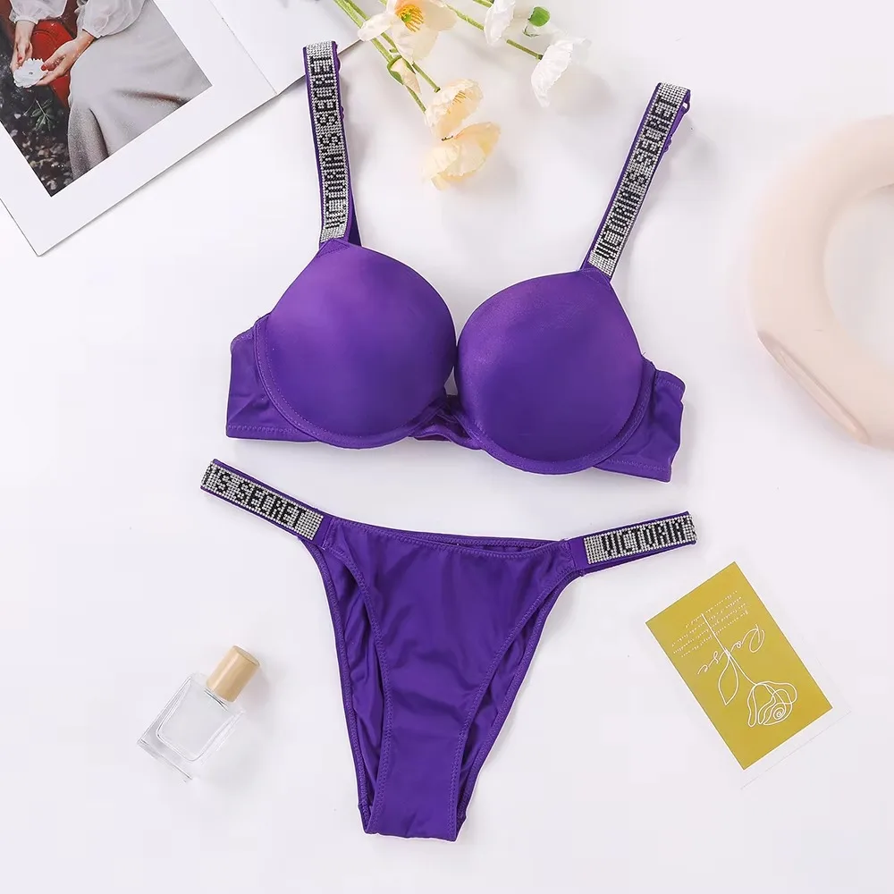 Victoria's Secret Women's Sexy Lingerie Set Lace Trim Supportive Adjustable New Classic Bra and Panty Set Lace Lingerie Sets